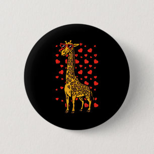 Giraffe Heart Gles Cute Valentines Day Animal Love Button