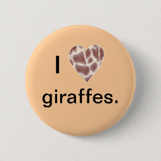 Giraffe Heart, I heart giraffes pin on buttons