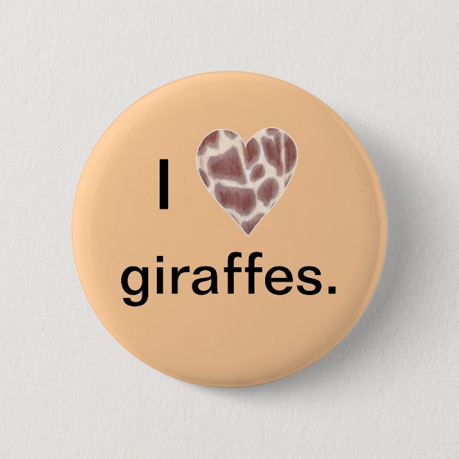 Giraffe Heart, I heart giraffes pin on buttons (Front)