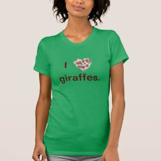 Giraffe Heart, I heart giraffes tshirts