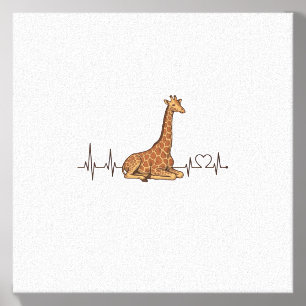 Giraffe Heartbeat Vintage Engraving Shirt Design_1 Canvas Photo Tile