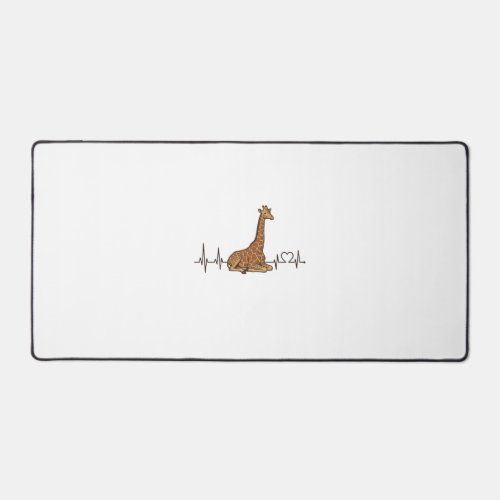 Giraffe Heartbeat Vintage Engraving Shirt Design_1 Desk Mat
