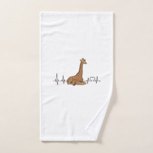 Giraffe Heartbeat Vintage Engraving Shirt Design_1 Hand Towel
