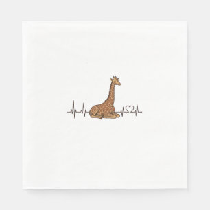 Giraffe Heartbeat Vintage Engraving Shirt Design_1 Napkins
