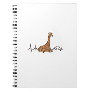 Giraffe Heartbeat Vintage Engraving Shirt Design_1 Notebook