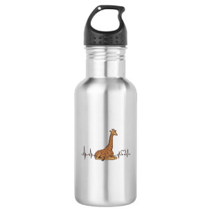 Giraffe Heartbeat Vintage Engraving Shirt Design_1 Stainless Steel Water Bottle