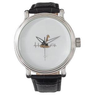 Giraffe Heartbeat Vintage Engraving Shirt Design_1 Watch