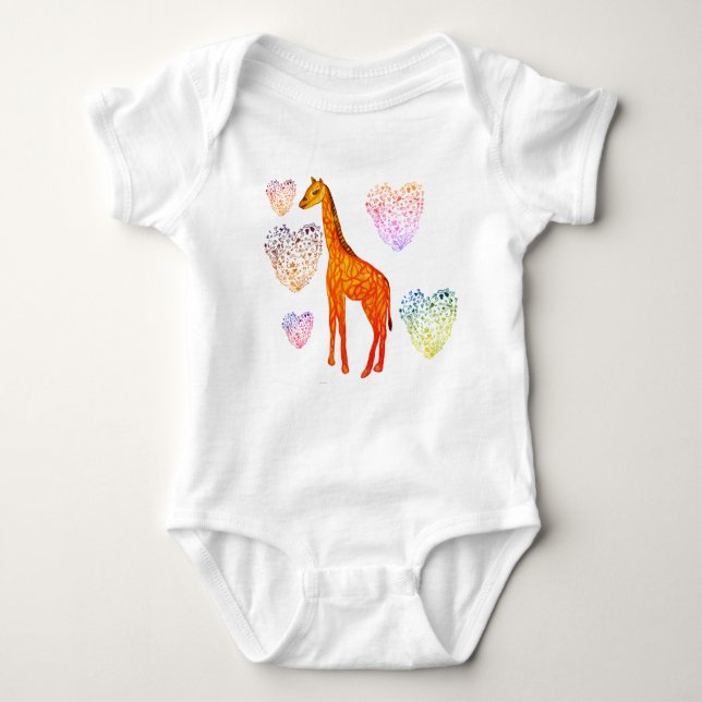Giraffe Hearts Jersey Bodysuit (Front)