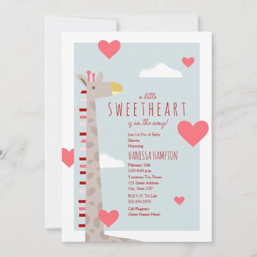 Giraffe Hearts Sweetheart Valentine Baby Shower