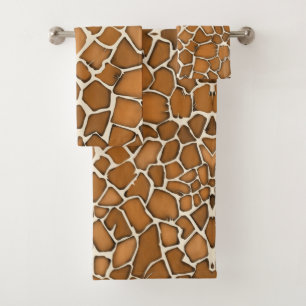 Giraffe Hide Fur Patterned Print Bath Towel Set