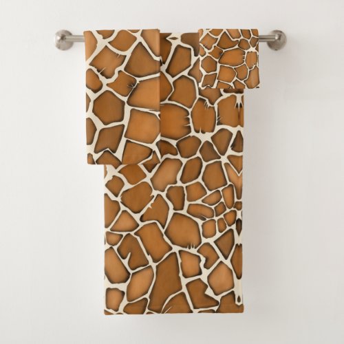 Giraffe Hide Fur Patterned Print  Bath Towel Set
