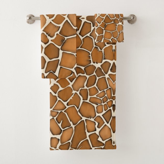 Giraffe Hide Fur Patterned Print  Bath Towel Set (Insitu)