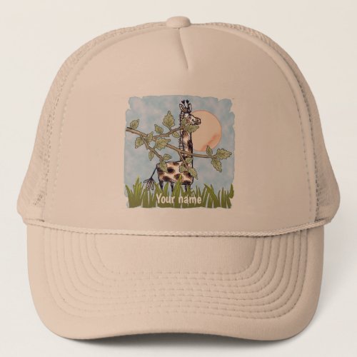 Giraffe Hiding custom name Trucker Hat