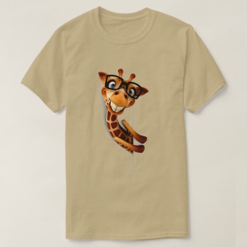 Giraffe hiding smiling and wearing glasses T_Shirt