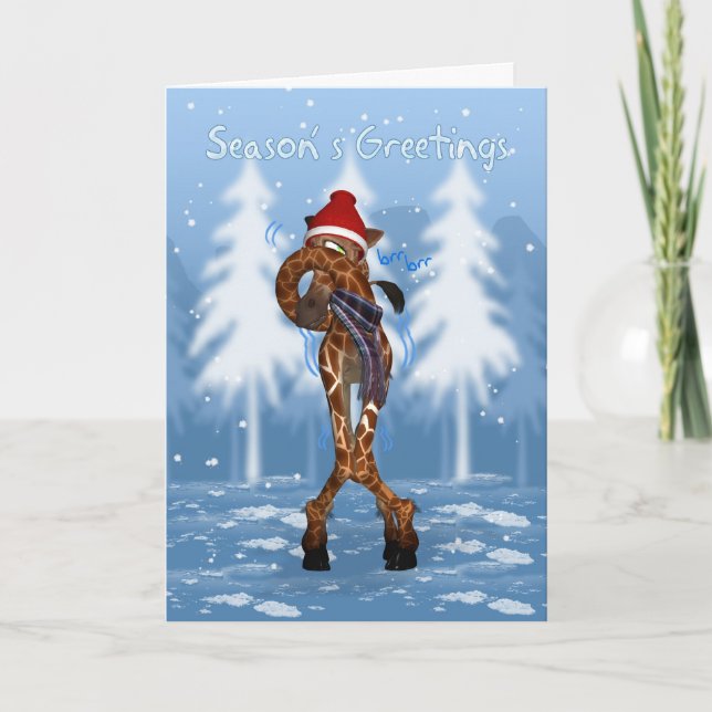 Giraffe Holiday Card - Jungle Fun Christmas Card (Front)