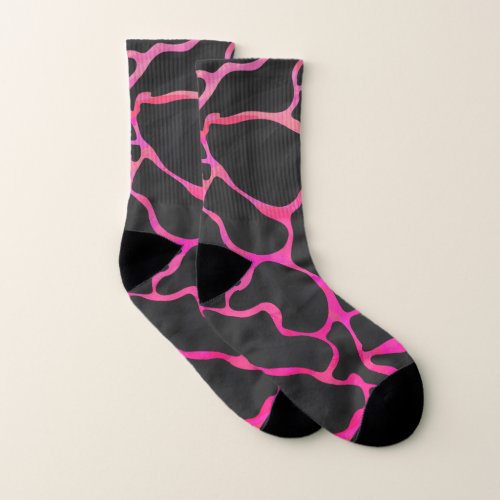 Giraffe Hot Pink and Black Pattern Socks