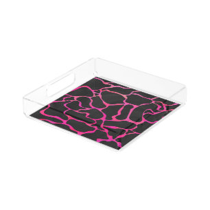 Giraffe Hot Pink and Black Print Acrylic Tray