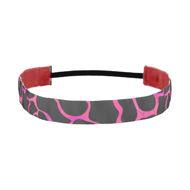 Giraffe Hot Pink and Black Print Athletic Headband (Front)