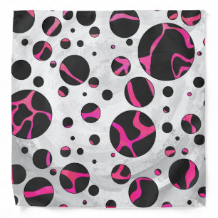 Giraffe Hot Pink and Black Print Bandana