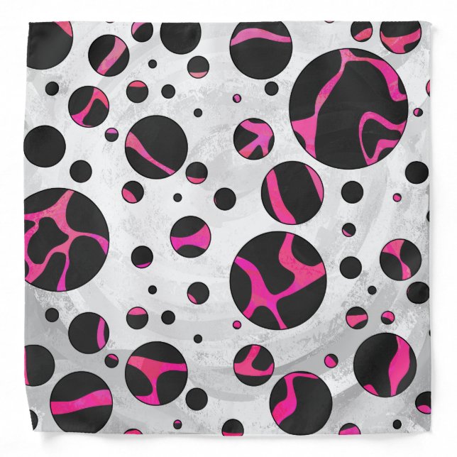 Giraffe Hot Pink and Black Print Bandana (Front)