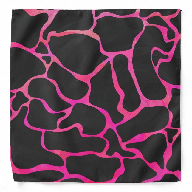 Giraffe Hot Pink and Black Print Bandana (Front)