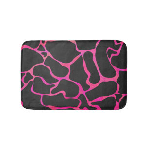 Giraffe Hot Pink and Black Print Bath Mat