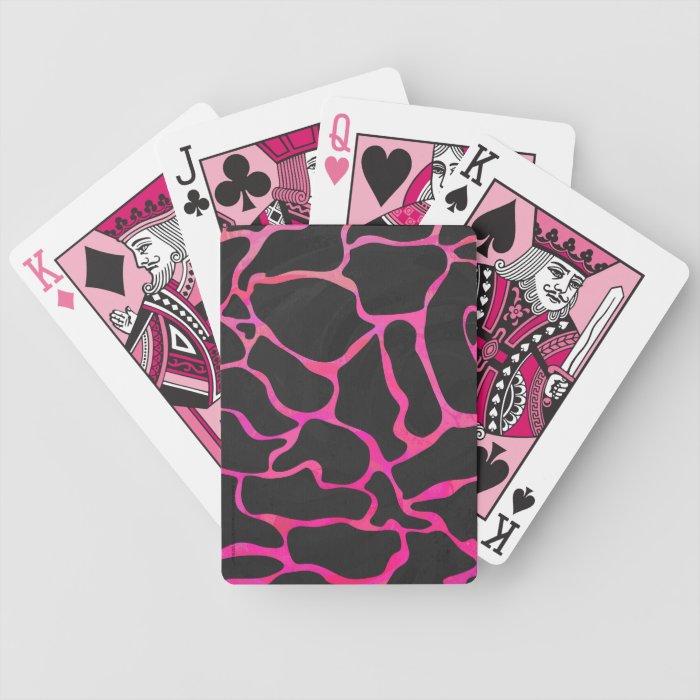 Giraffe Hot Pink and Black Print Bicycle Card Deck
