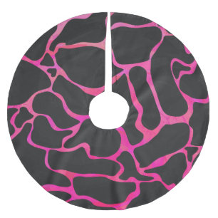 Giraffe Hot Pink and Black Print Brushed Polyester Tree Skirt