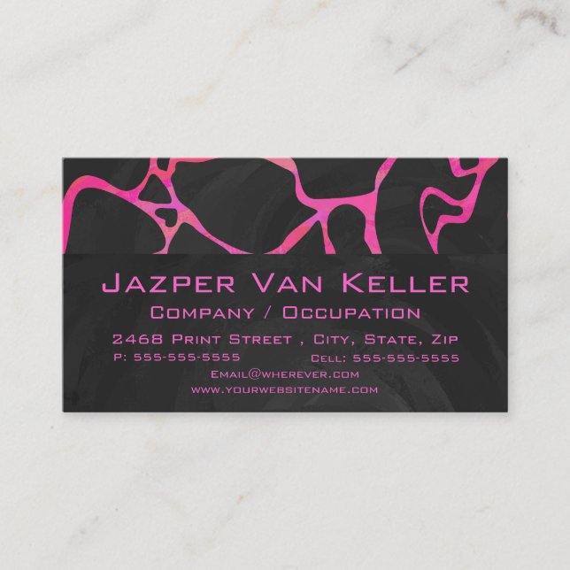 Giraffe Hot Pink and Black Print Business Card (Front)