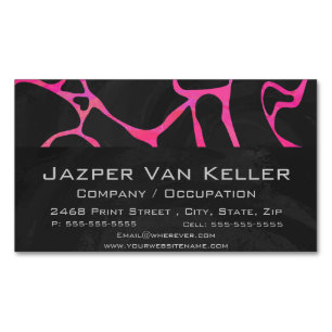 Giraffe Hot Pink and Black Print Business Card Magnet