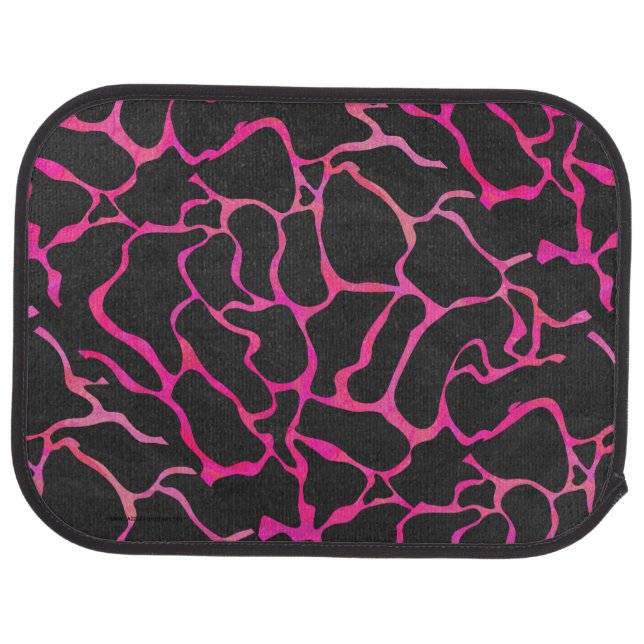 Giraffe Hot Pink and Black Print Car Floor Mat (Rear)