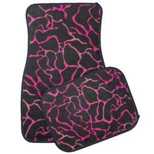 Giraffe Hot Pink and Black Print Car Mat