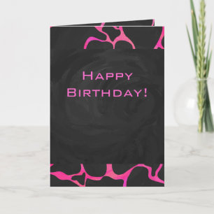 Giraffe Hot Pink and Black Print Card
