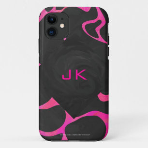 Giraffe Hot Pink and Black Print iPhone 11 Case