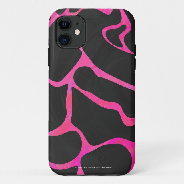 Giraffe Hot Pink and Black Print Case-Mate iPhone Case (Back)