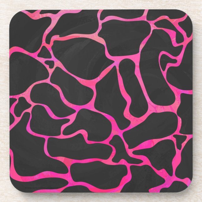 Giraffe Hot Pink and Black Print Coaster (Front)
