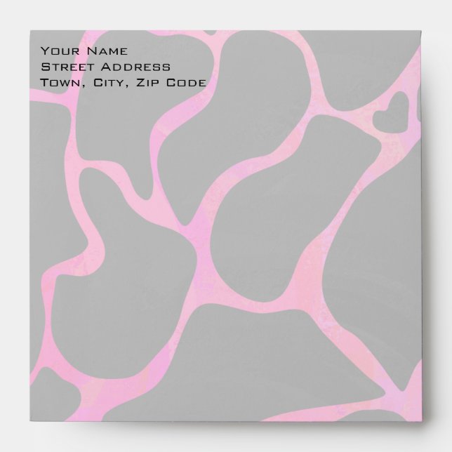 Giraffe Hot Pink and Black Print Envelope (Front)