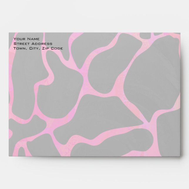 Giraffe Hot Pink and Black Print Envelope (Front)