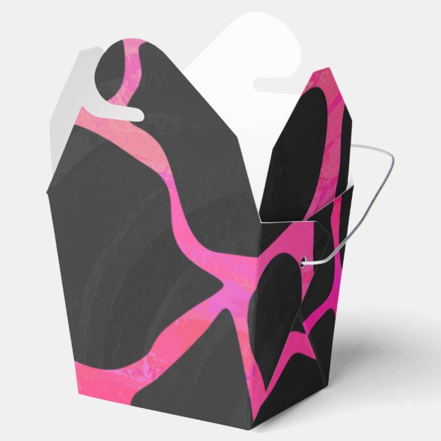Giraffe Hot Pink and Black Print Favor Boxes (Opened)