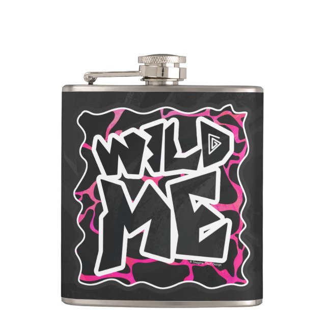 Giraffe Hot Pink and Black Print Flask (Front)