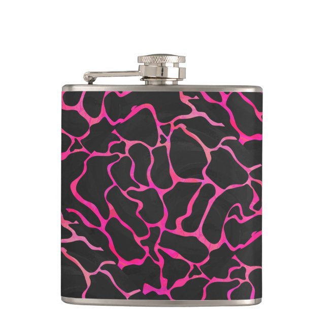 Giraffe Hot Pink and Black Print Flask (Front)