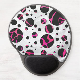 Giraffe Hot Pink and Black Print Gel Mouse Pad