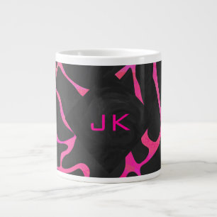 Giraffe Hot Pink and Black Print Giant Coffee Mug