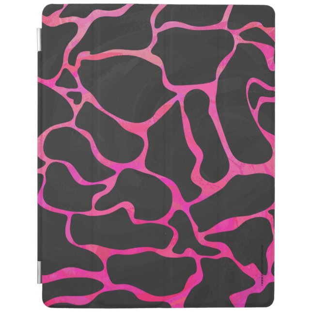 Giraffe Hot Pink and Black Print iPad Smart Cover (Front)