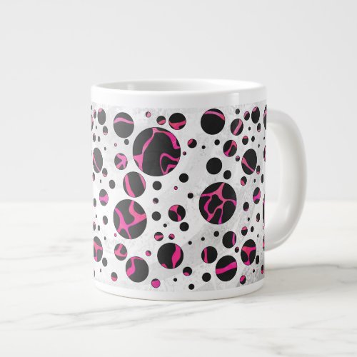 Giraffe Hot Pink and Black Print Large Coffee Mug