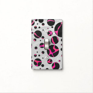 Giraffe Hot Pink and Black Print Light Switch Cover