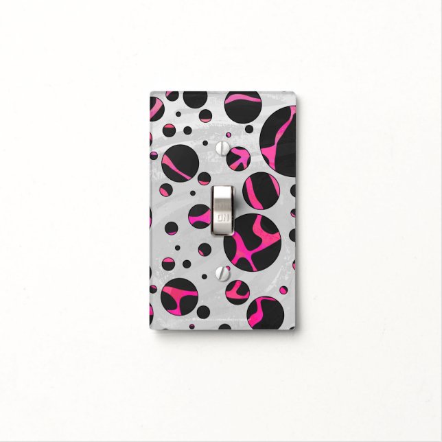 Giraffe Hot Pink and Black Print Light Switch Cover (In Situ)