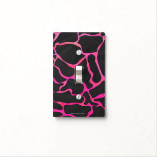Giraffe Hot Pink and Black Print Light Switch Cover