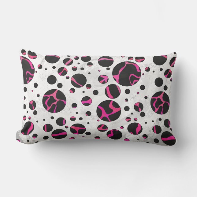 Giraffe Hot Pink and Black Print Lumbar Pillow (Front)