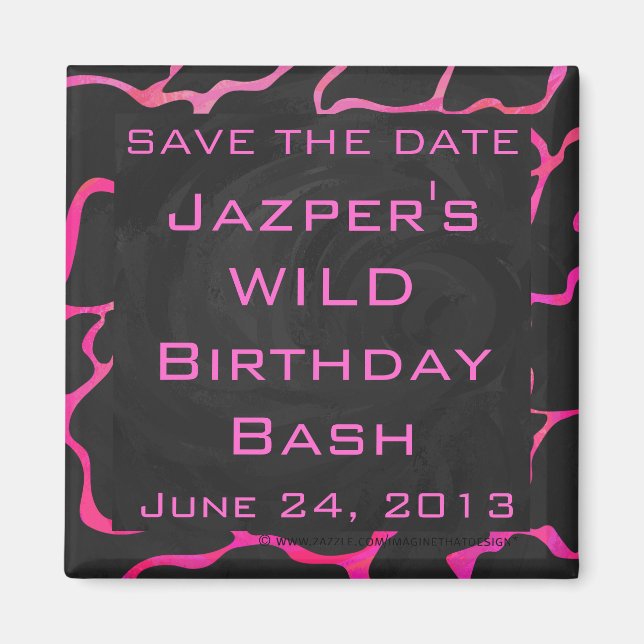 Giraffe Hot Pink and Black Print Magnet (Front)